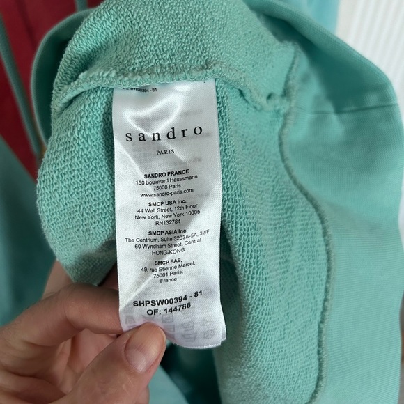 Sandro 100% Organic Cotton Dog + Duck Print Hoodie Authentic Size XXL Turquoise - Picture 11 of 14